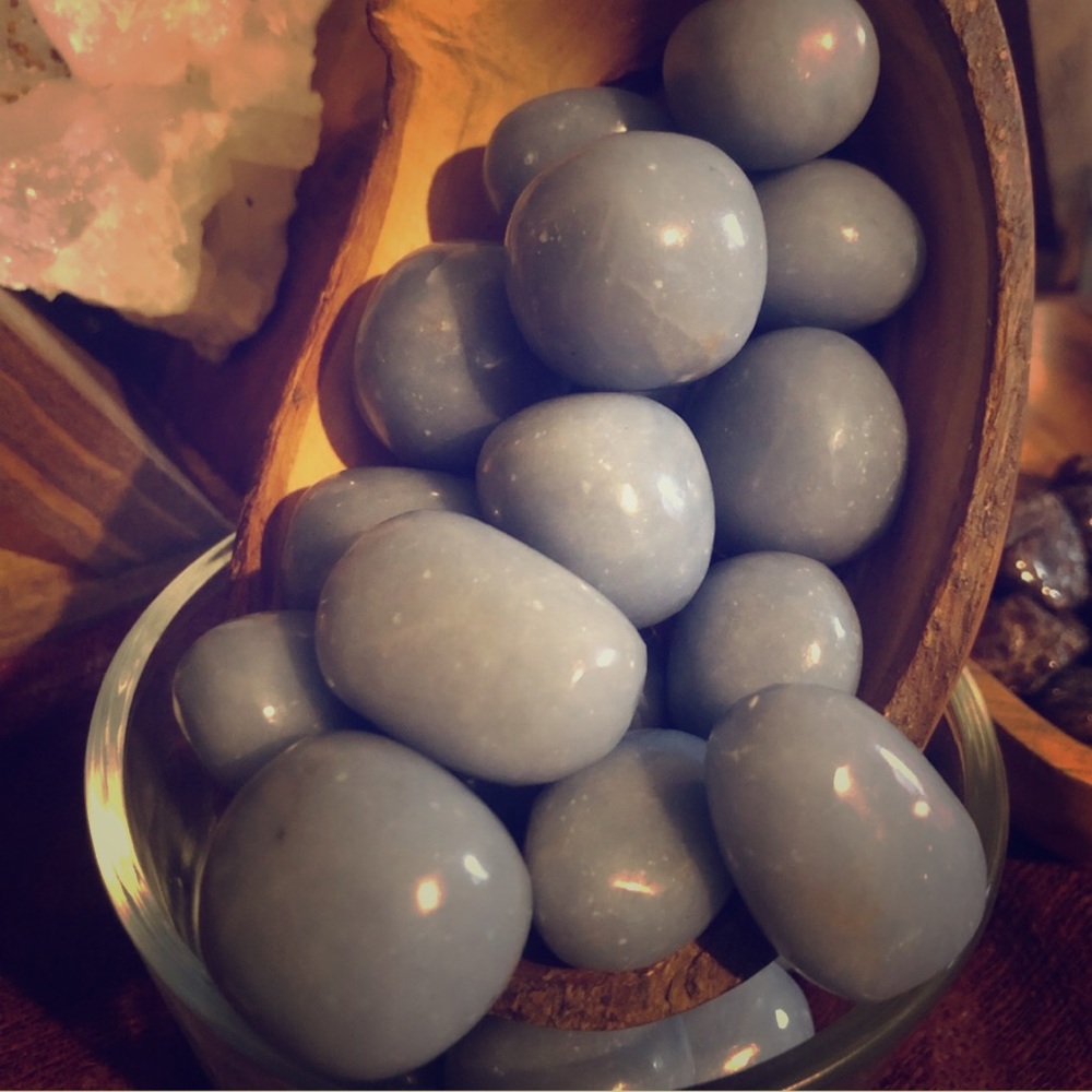 2 Tumbled Angelite healing crystals